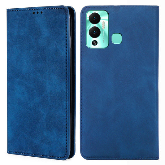 For Infinix Hot 12 Play 4G Card Holder Phone Stand Case Skin-touch PU Leather Phone Cover