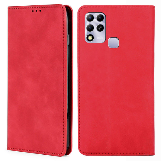 For Infinix Hot 11 Russian Version Phone Case Skin-touch PU Leather Card Holder Stand Cover