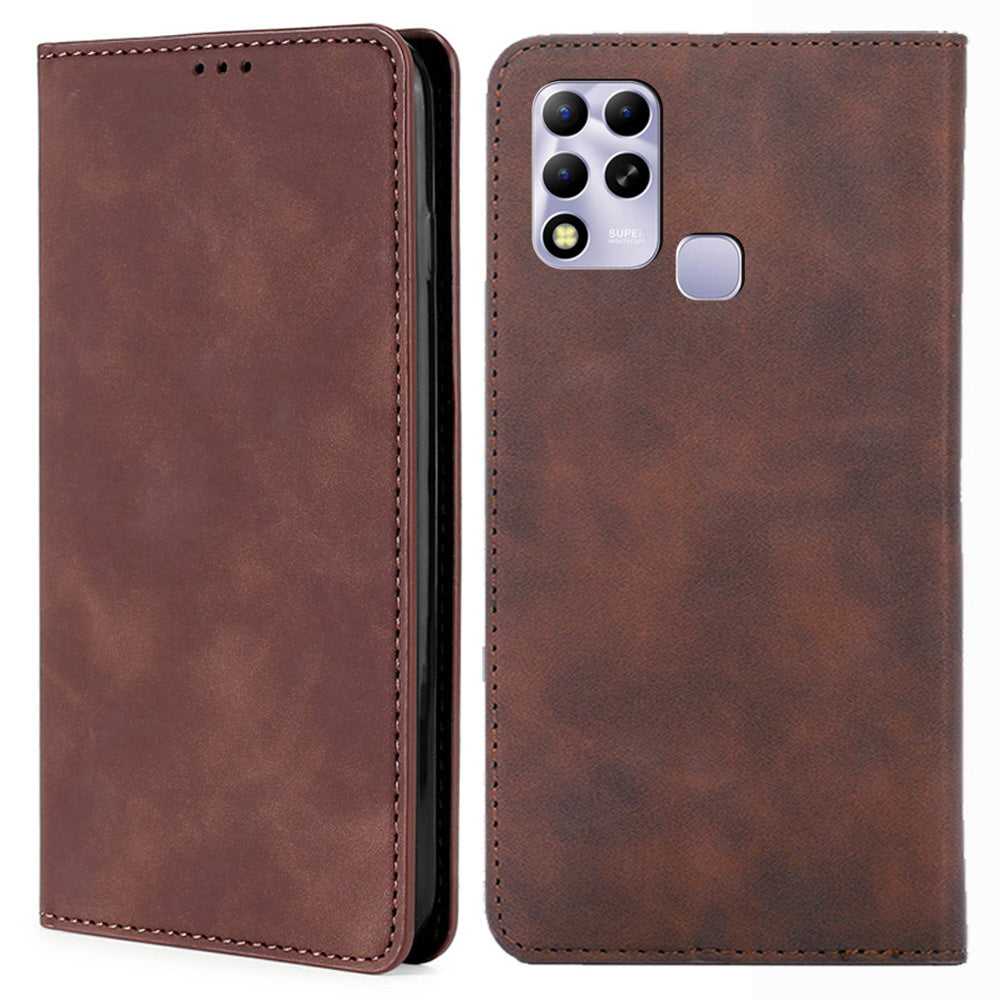 For Infinix Hot 11 Russian Version Phone Case Skin-touch PU Leather Card Holder Stand Cover
