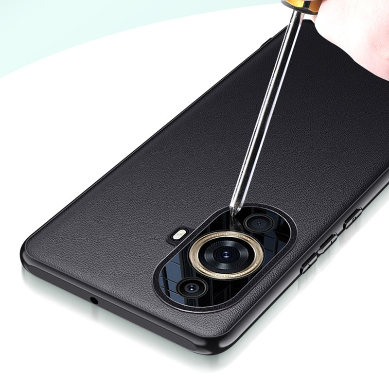 For Huawei nova 11 Cell Phone Case Metal Lens Protection Leather Coated TPU+PC Cover (2nd Gen)