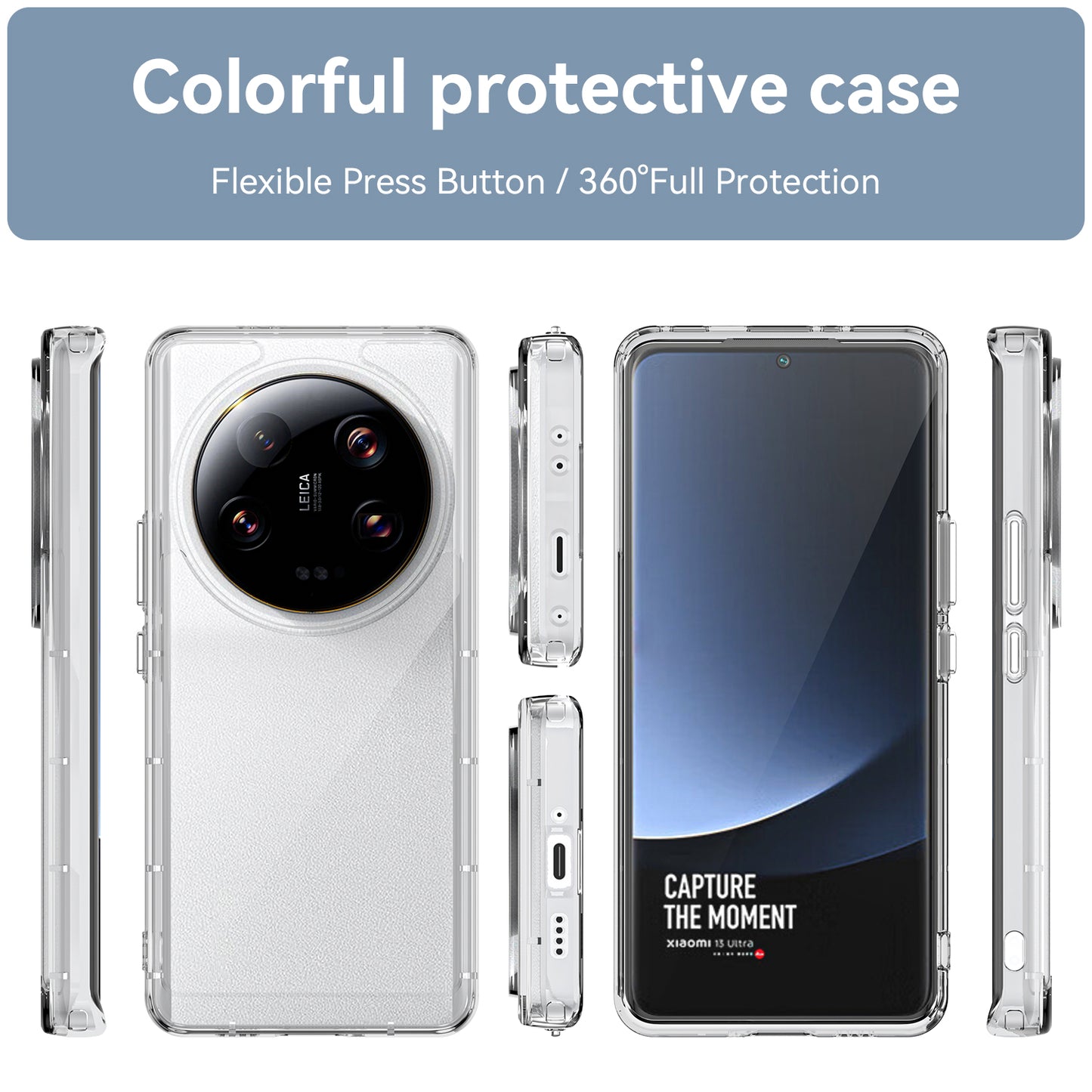 For Xiaomi 13 Ultra Transparent Back Case TPU+Acrylic Anti-Scratch Shockproof Phone Cover