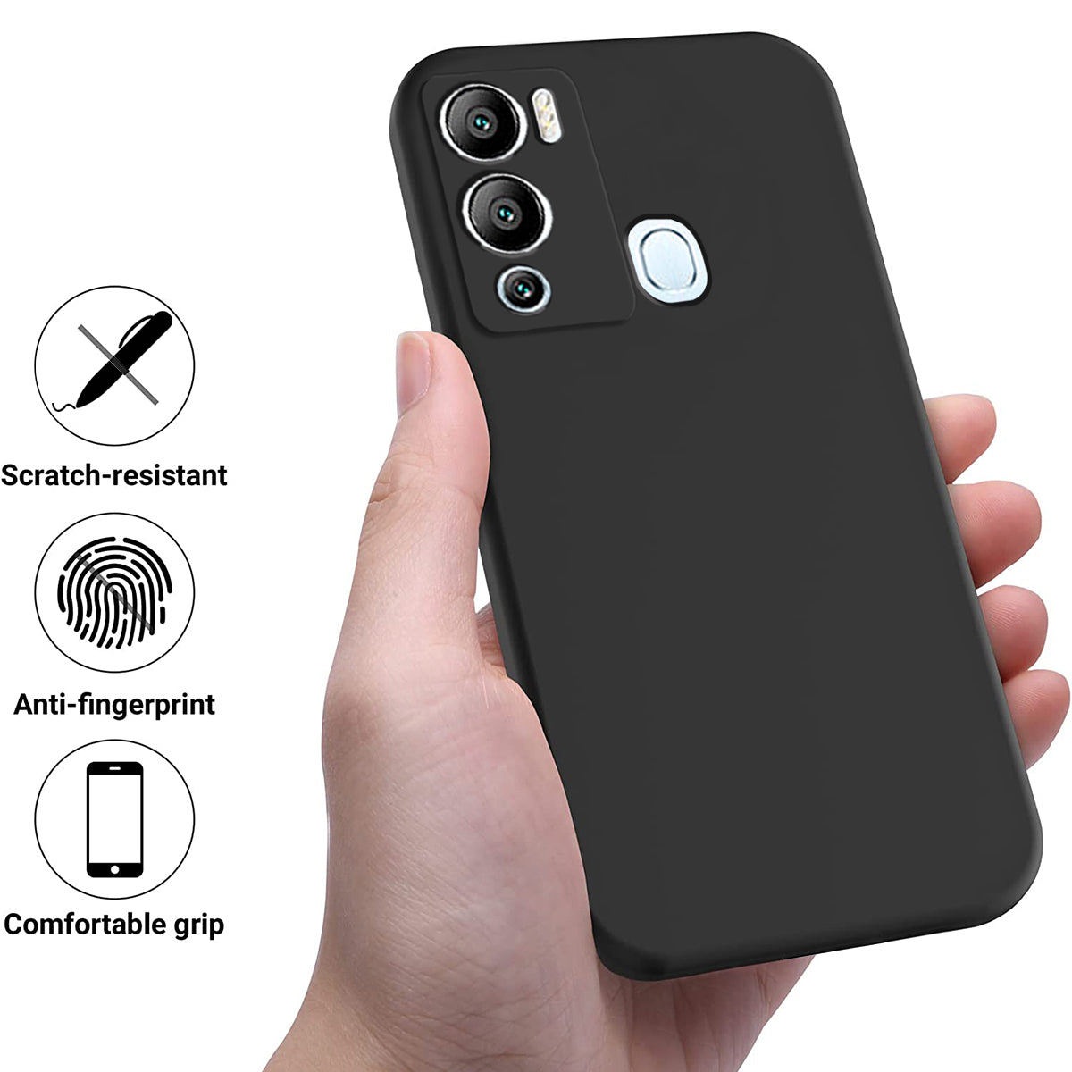 For Infinix Hot 12i 4G Slim Design Liquid Silicone Phone Case Soft Lining Protective Cover