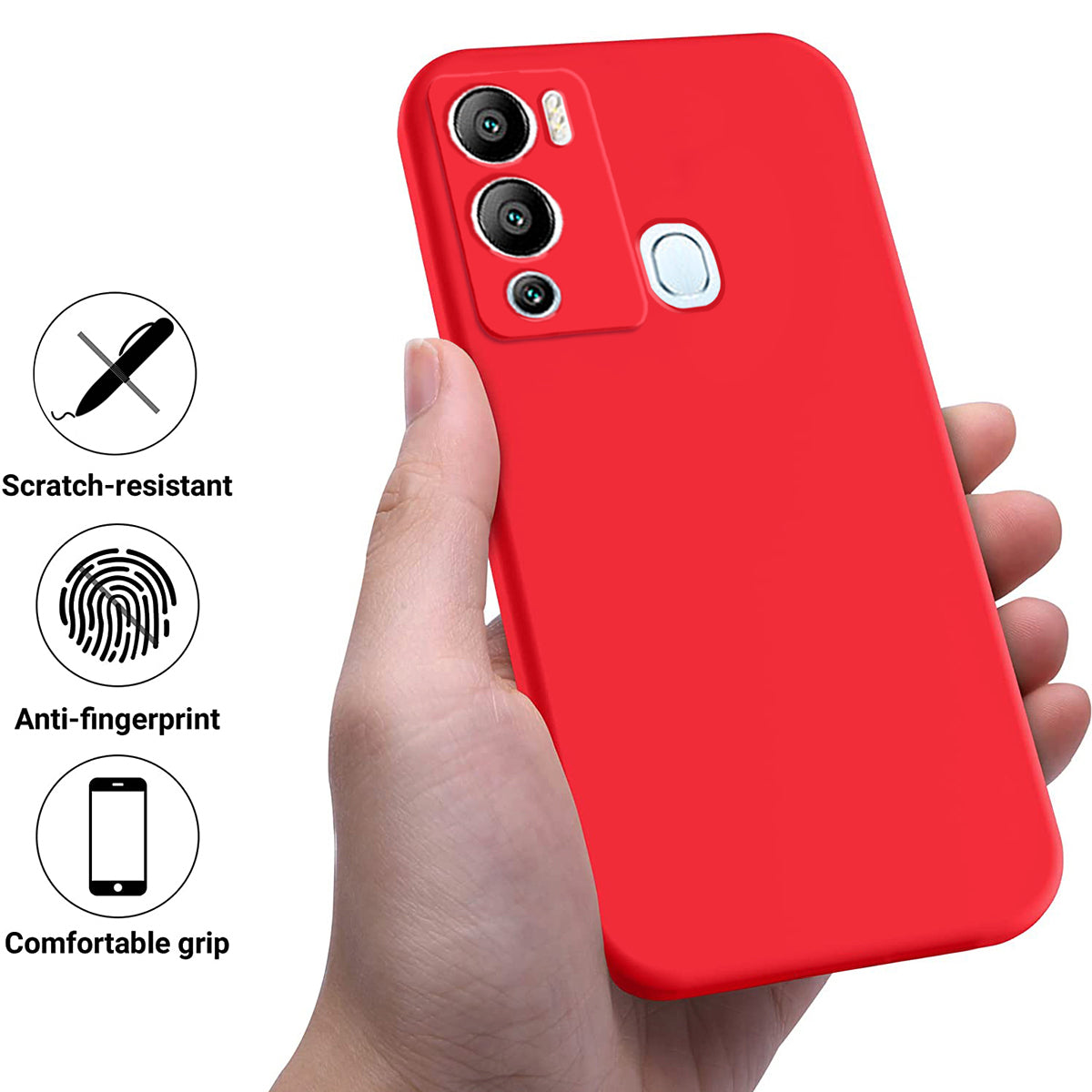 For Infinix Hot 12i 4G Slim Design Liquid Silicone Phone Case Soft Lining Protective Cover