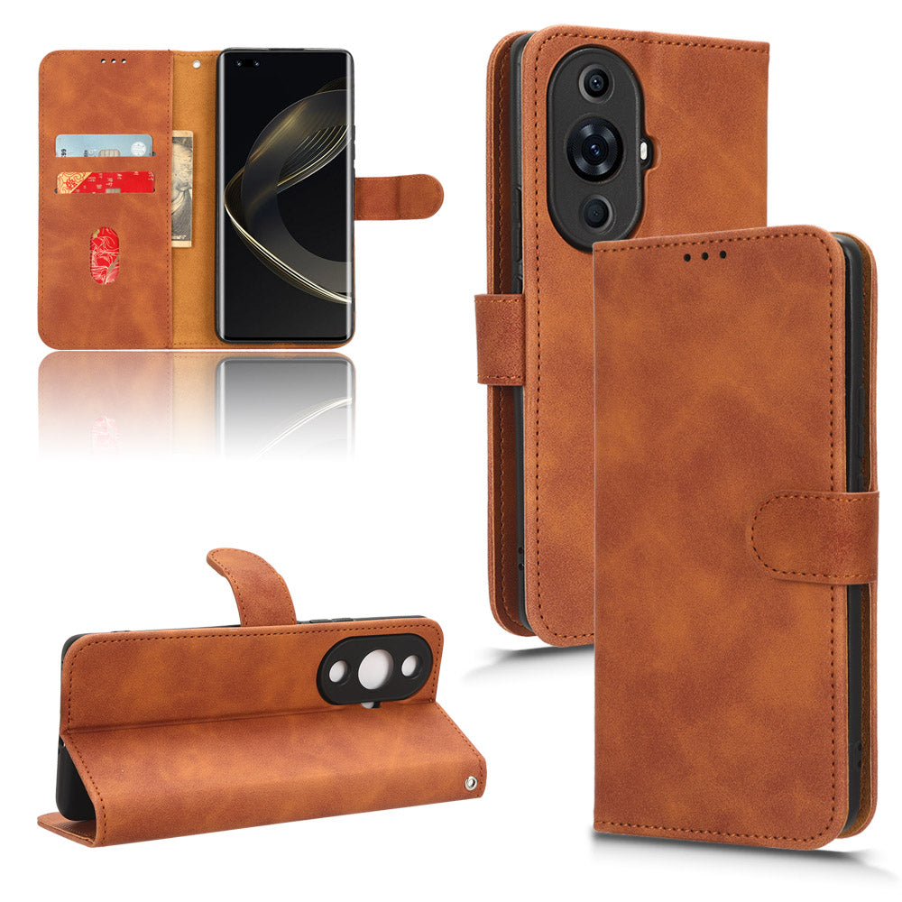 For Huawei nova 11 Pro / nova 11 Ultra Skin-touch PU Leather Phone Cover Wallet Stand Cell Phone Case