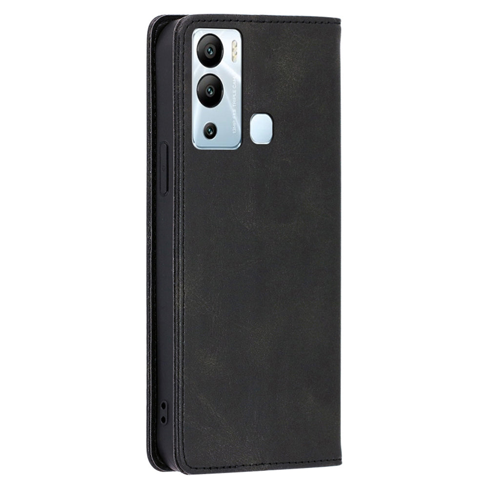 For Infinix Hot 12i 4G PU Leather+TPU Phone Case Calf Texture Magnetic Closing Wallet Stand Cover