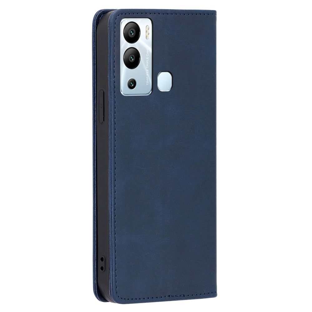 For Infinix Hot 12i 4G PU Leather+TPU Phone Case Calf Texture Magnetic Closing Wallet Stand Cover