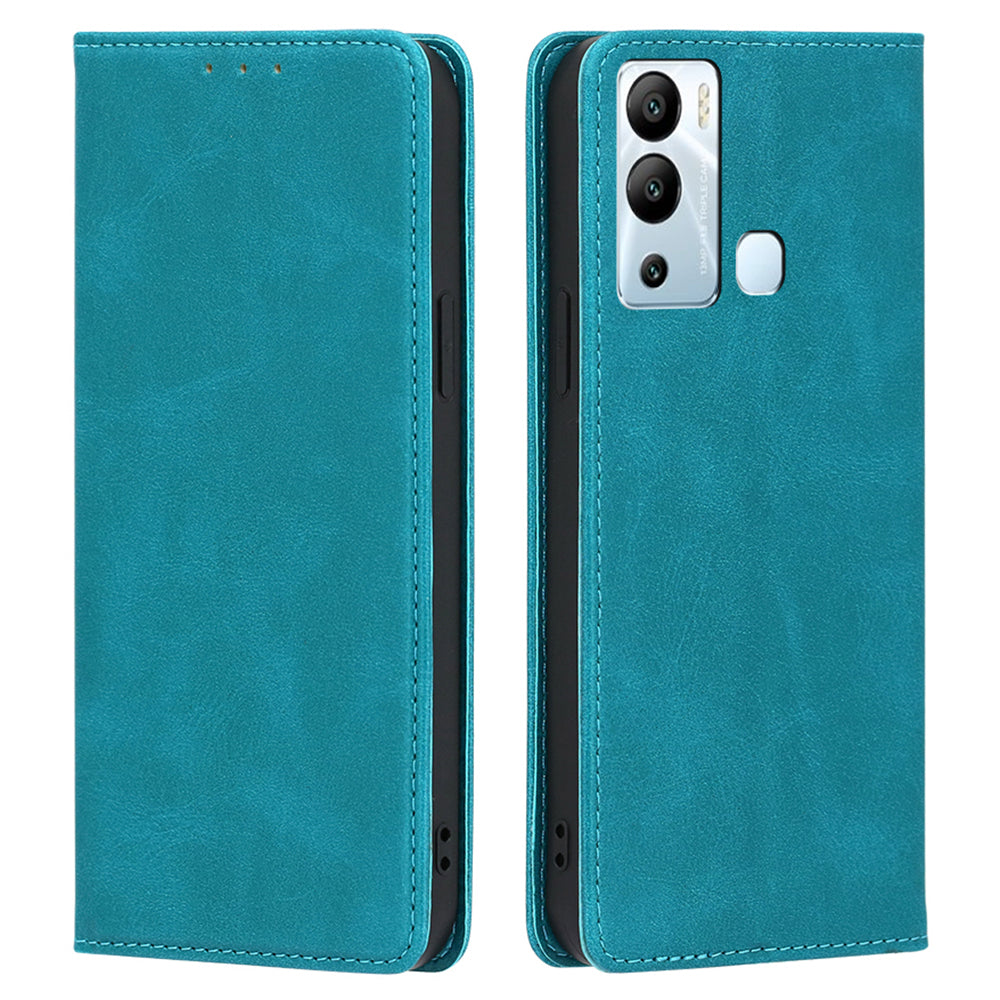 For Infinix Hot 12i 4G PU Leather+TPU Phone Case Calf Texture Magnetic Closing Wallet Stand Cover