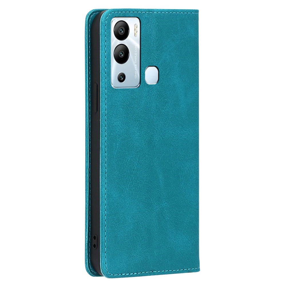 For Infinix Hot 12i 4G PU Leather+TPU Phone Case Calf Texture Magnetic Closing Wallet Stand Cover