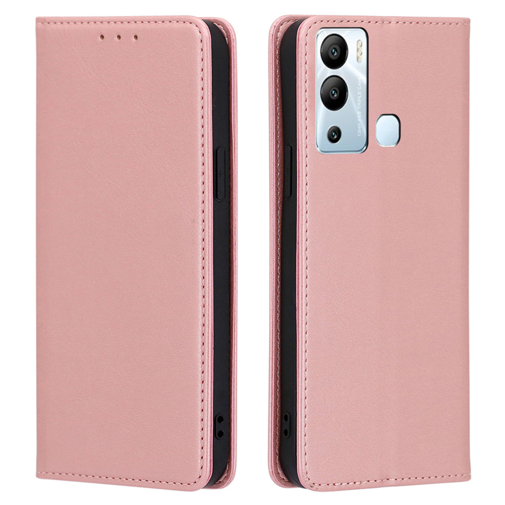 For Infinix Hot 12i 4G PU Leather+TPU Phone Case Calf Texture Magnetic Closing Wallet Stand Cover