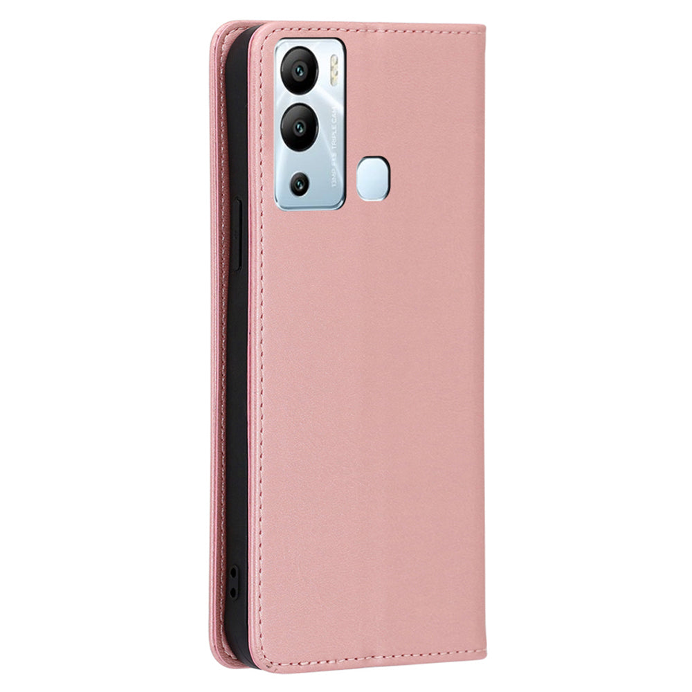 For Infinix Hot 12i 4G PU Leather+TPU Phone Case Calf Texture Magnetic Closing Wallet Stand Cover