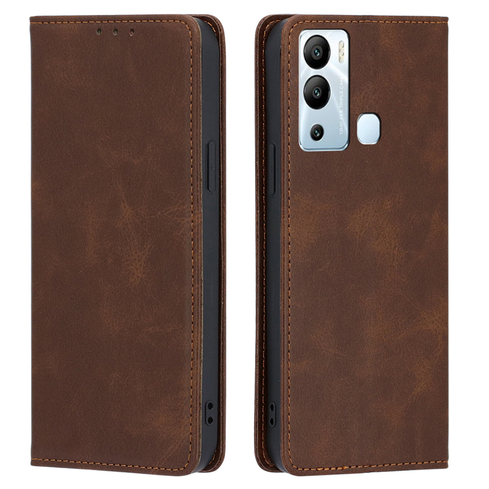 For Infinix Hot 12i 4G PU Leather+TPU Phone Case Calf Texture Magnetic Closing Wallet Stand Cover