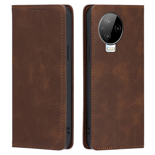 For Infinix Note 12 Pro 4G / Note 12 (2023) 4G PU Leather Wallet Stand Shell Calf Texture Magnetic Closing Phone Case