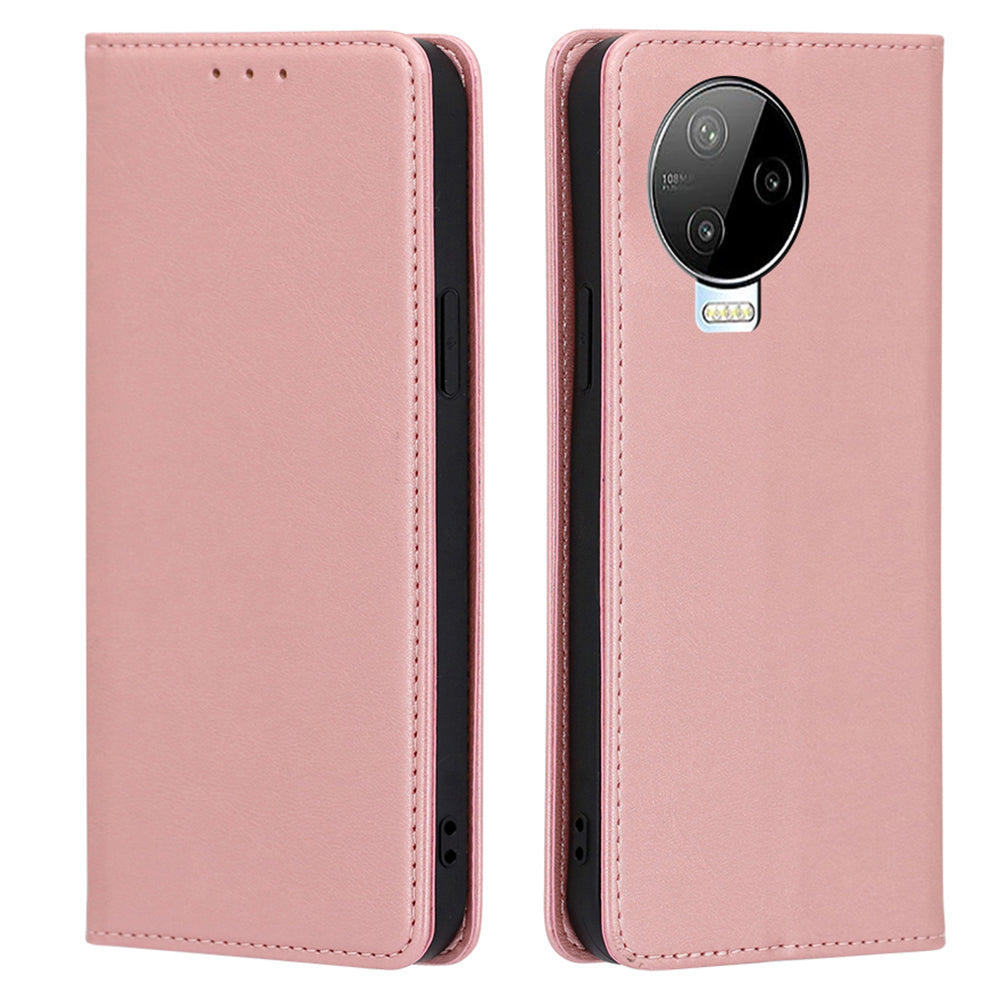 For Infinix Note 12 Pro 4G / Note 12 (2023) 4G PU Leather Wallet Stand Shell Calf Texture Magnetic Closing Phone Case