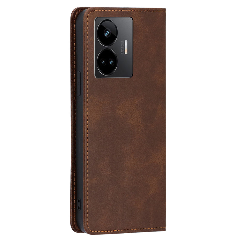 Leather Phone Case for Realme GT Neo 5 5G / GT3 5G / GT Neo 5 240W 5G Calf Texture Wallet Stand Magnetic Cover
