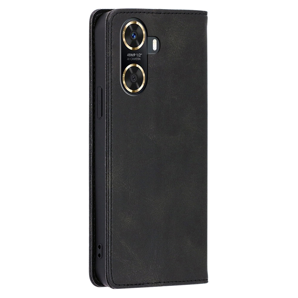 For Huawei Enjoy 60 PU Leather Stand Wallet Case Calf Texture Magnetic Shockproof Phone Cover