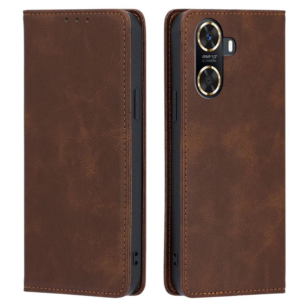 For Huawei Enjoy 60 PU Leather Stand Wallet Case Calf Texture Magnetic Shockproof Phone Cover