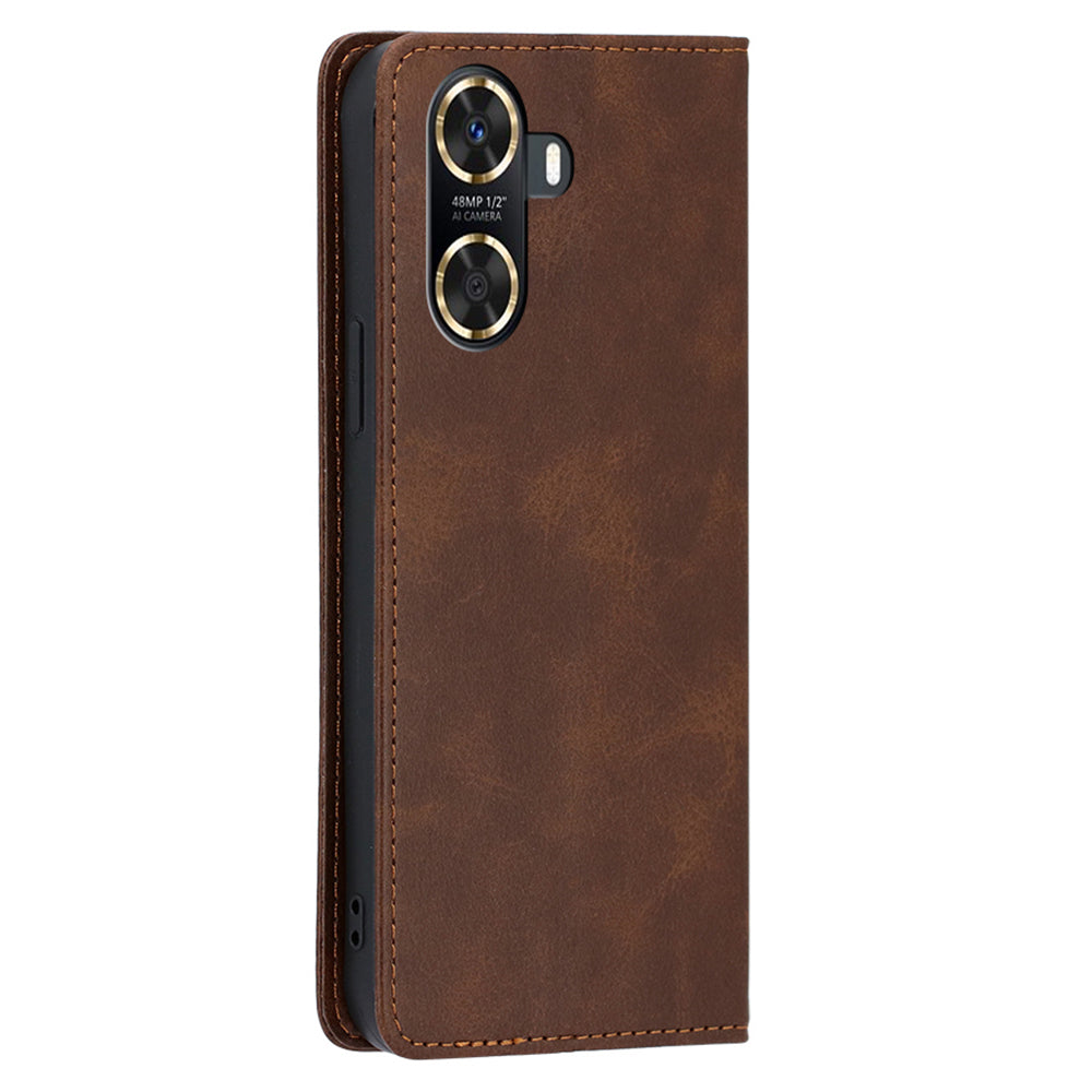For Huawei Enjoy 60 PU Leather Stand Wallet Case Calf Texture Magnetic Shockproof Phone Cover