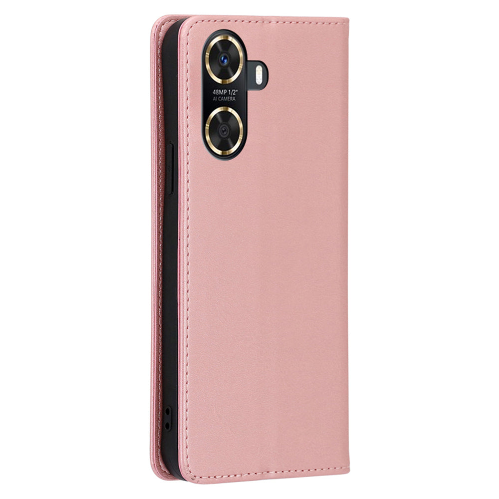 For Huawei Enjoy 60 PU Leather Stand Wallet Case Calf Texture Magnetic Shockproof Phone Cover