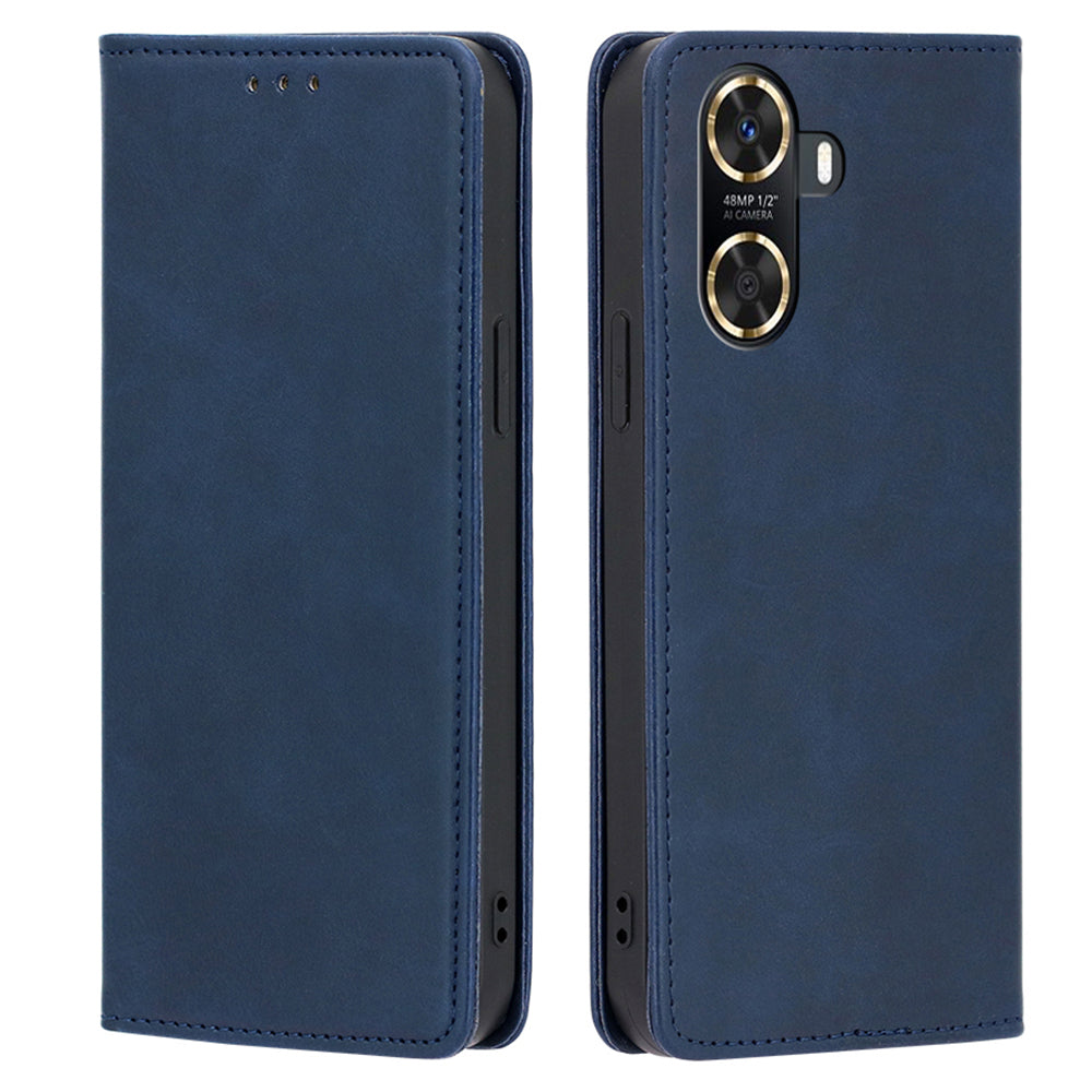 For Huawei Enjoy 60 PU Leather Stand Wallet Case Calf Texture Magnetic Shockproof Phone Cover