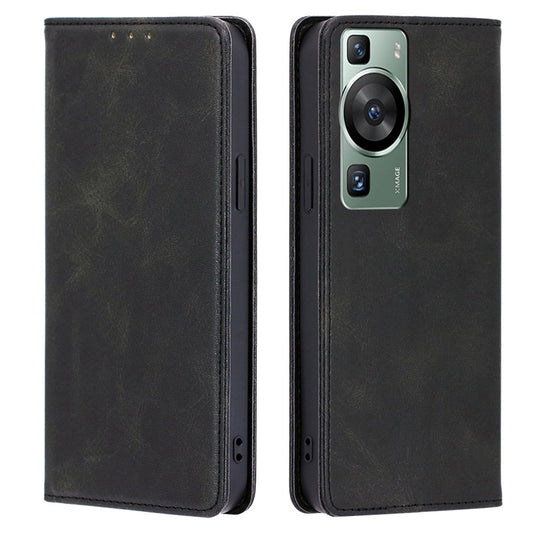 For Huawei P60 / P60 Pro PU Leather Phone Case Stand Wallet Calf Texture Magnetic Protective Cover
