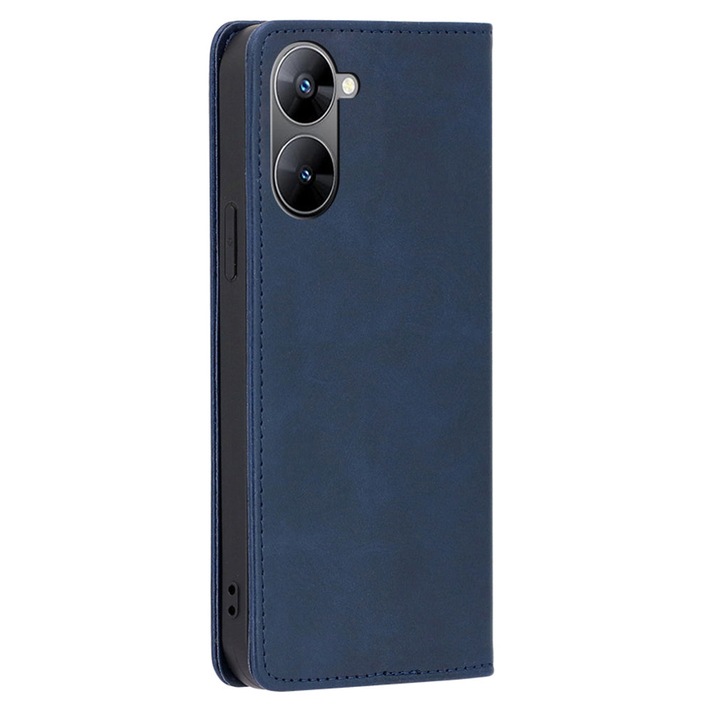 PU Leather Magnetic Flip Case for Realme V30 5G / V30t , Stand Calf Texture Wallet Phone Cover