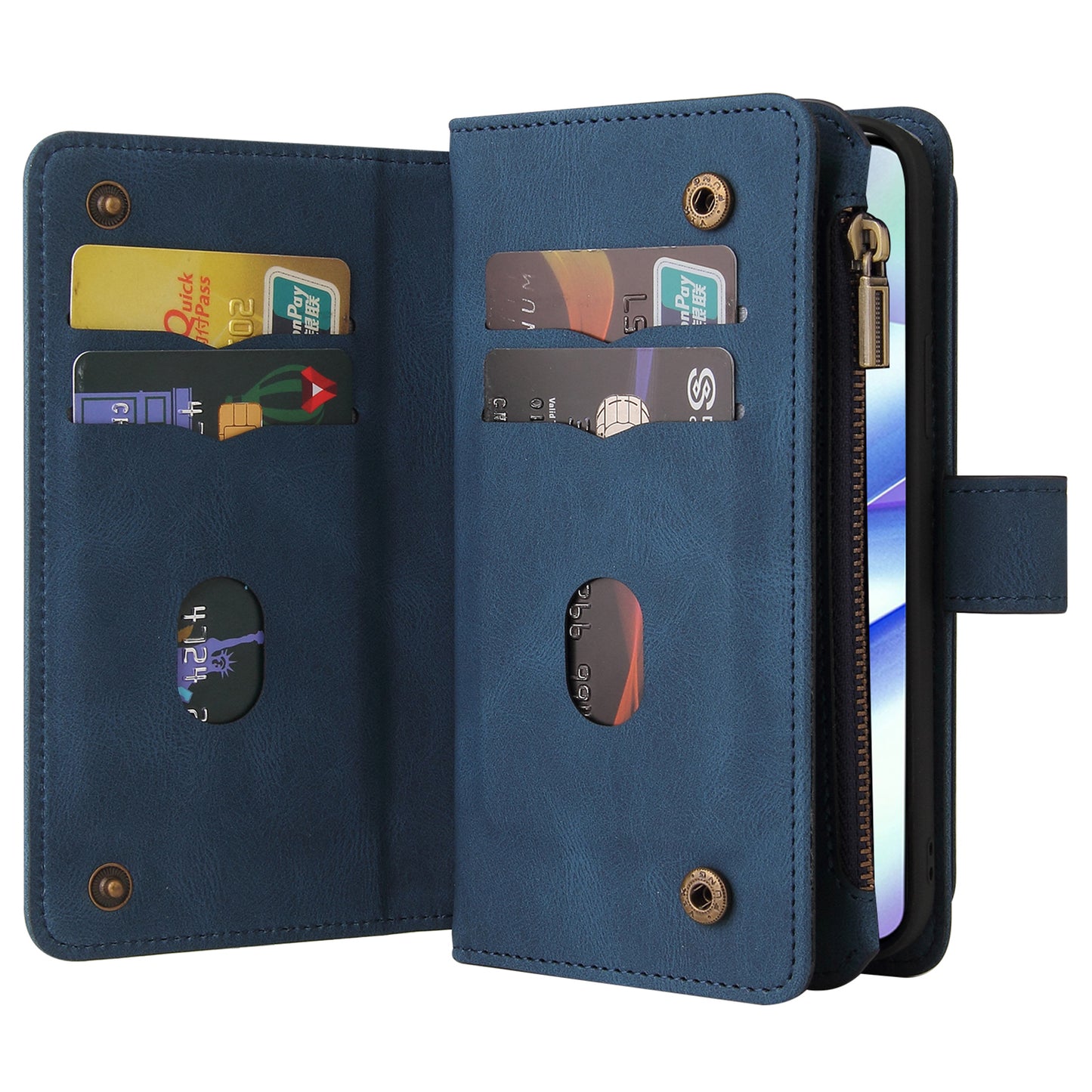 For Realme C33 4G / C33 2023 4G KT Multi-Functional Series-2 Zipper Pocket Leather Phone Case Multiple Card Slots Wallet Stand Cover