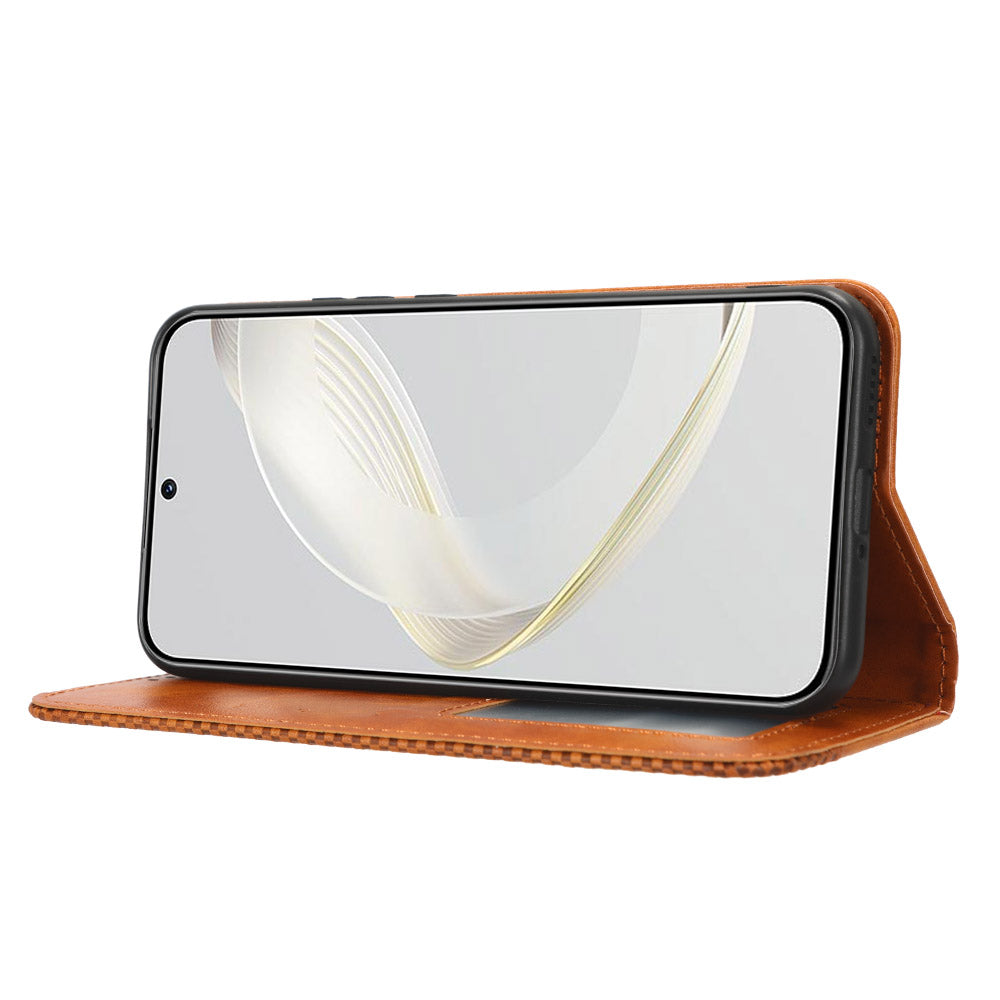 For Huawei nova 11 Stand Wallet Cell Phone Case Anti-Scratch Magnetic Retro PU Leather Cover