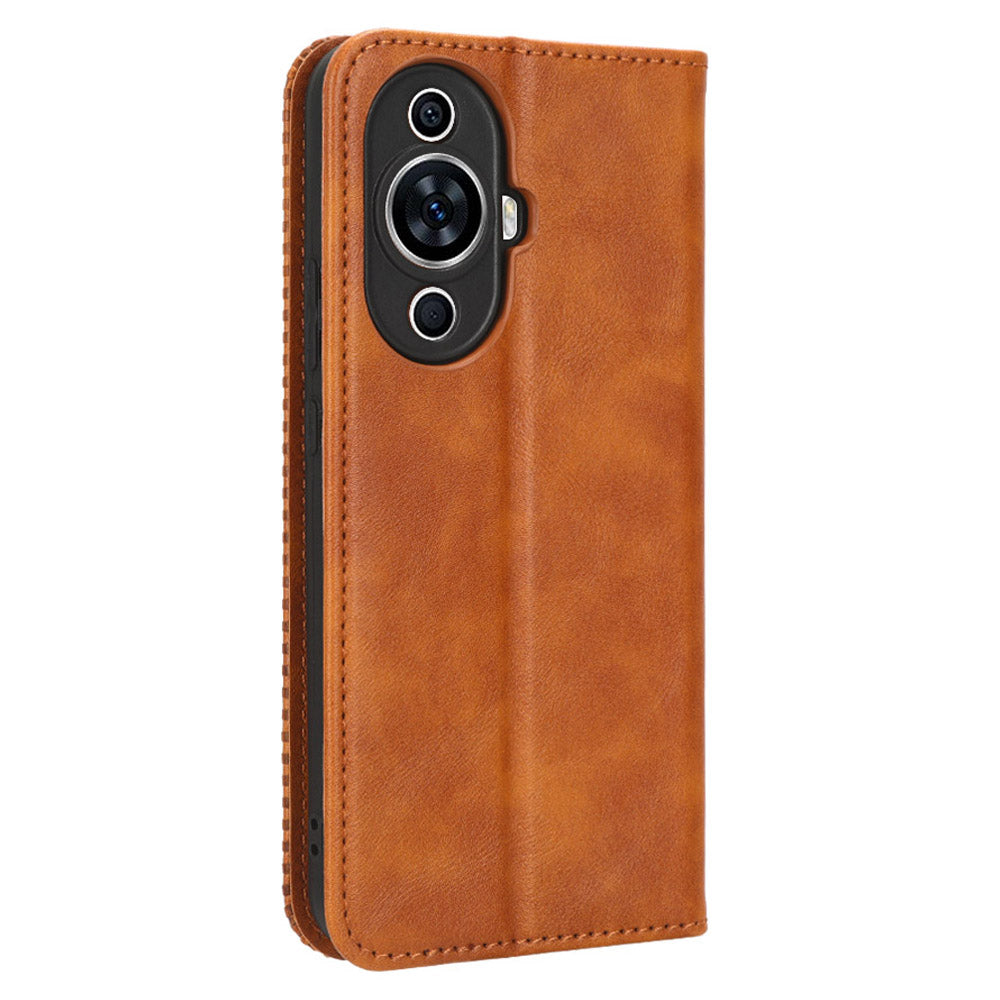 For Huawei nova 11 Stand Wallet Cell Phone Case Anti-Scratch Magnetic Retro PU Leather Cover