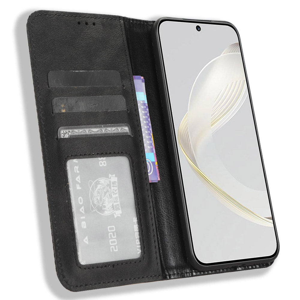 For Huawei nova 11 Stand Wallet Cell Phone Case Anti-Scratch Magnetic Retro PU Leather Cover