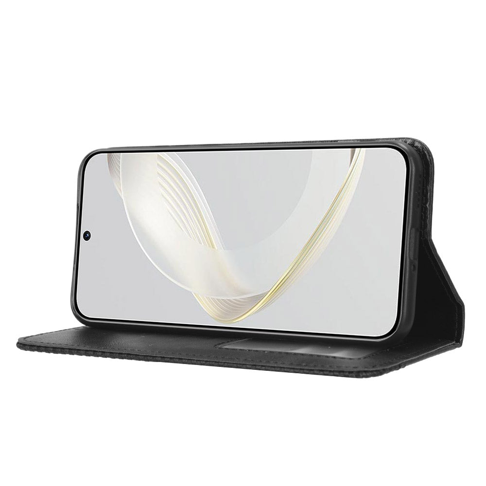 For Huawei nova 11 Stand Wallet Cell Phone Case Anti-Scratch Magnetic Retro PU Leather Cover