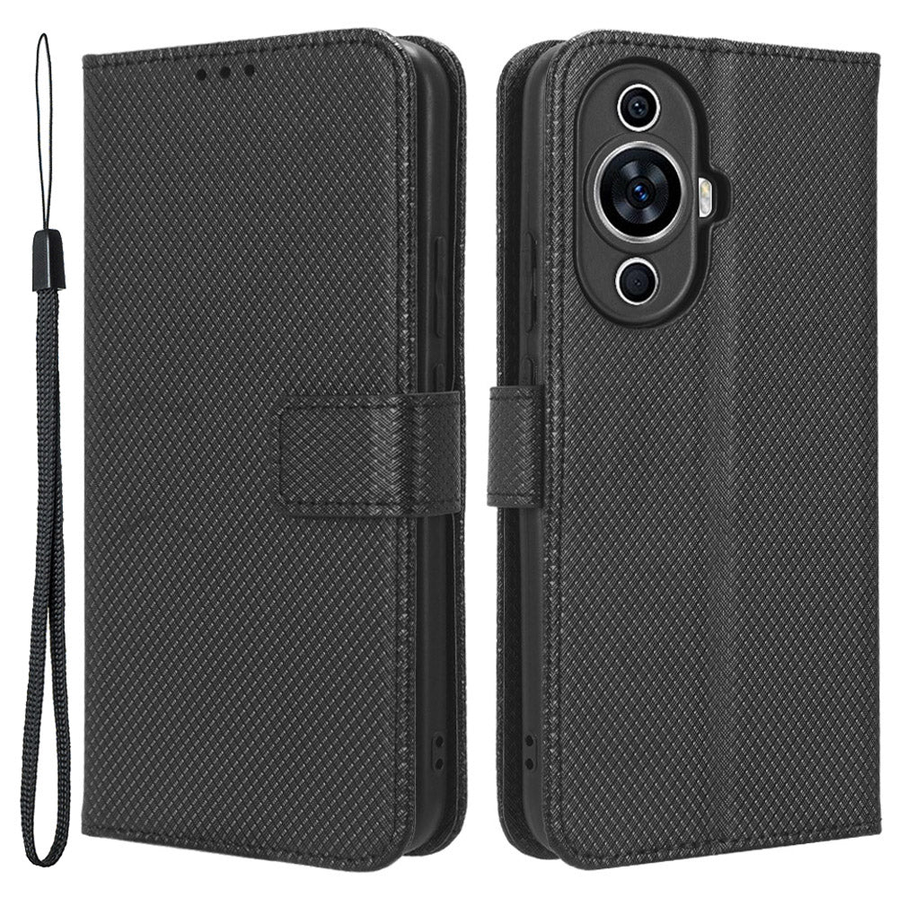 For Huawei nova 11 Wallet Phone Case PU Leather Diamond Texture Stand Cell Phone Cover