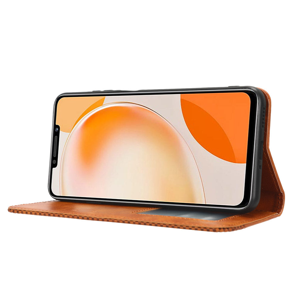 For Huawei nova Y91 4G / Enjoy 60X Dustproof PU Leather Phone Cover Stand Retro Wallet Flip Cell Phone Case
