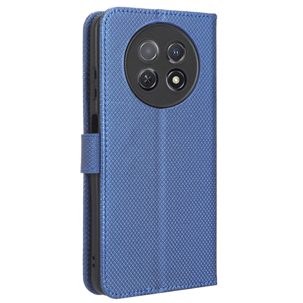 For Huawei nova Y91 4G / Enjoy 60X Wallet Phone Case PU Leather Diamond Texture Phone Stand Cover