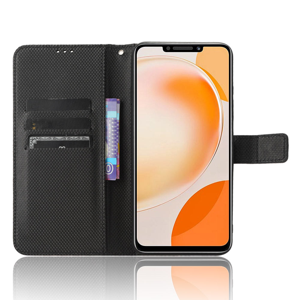 For Huawei nova Y91 4G / Enjoy 60X Wallet Phone Case PU Leather Diamond Texture Phone Stand Cover