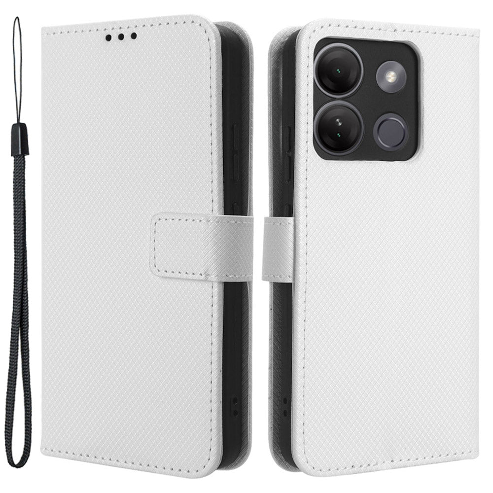 For Infinix Smart 7 HD 4G (X6516) Diamond Texture Flip Case PU Leather Stand Wallet Phone Cover