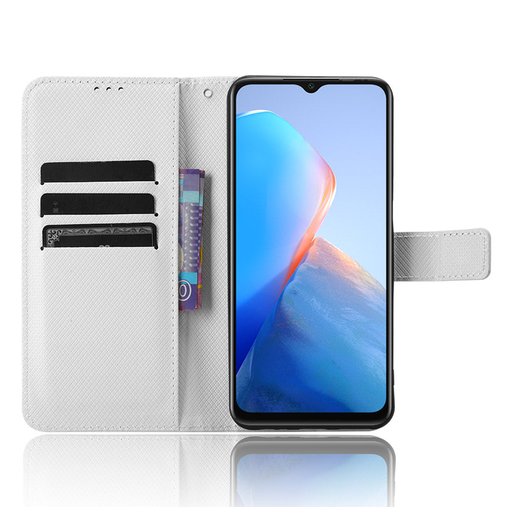 For Infinix Smart 7 HD 4G (X6516) Diamond Texture Flip Case PU Leather Stand Wallet Phone Cover