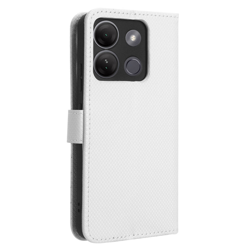 For Infinix Smart 7 HD 4G (X6516) Diamond Texture Flip Case PU Leather Stand Wallet Phone Cover