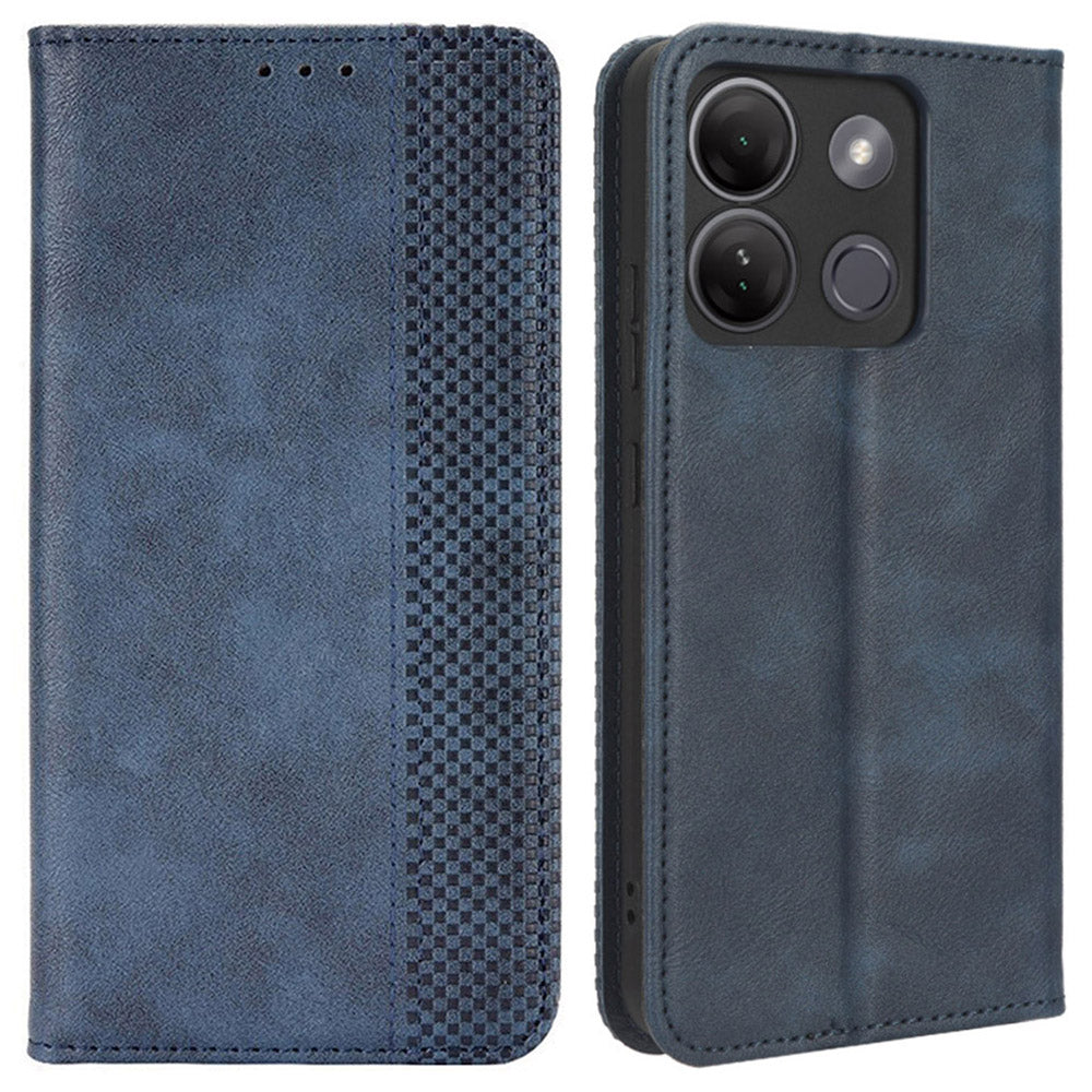 For Infinix Smart 7 HD 4G / X6516 PU Leather Magnetic Closure Mobile Cover Stand Wallet Retro Cell Phone Case