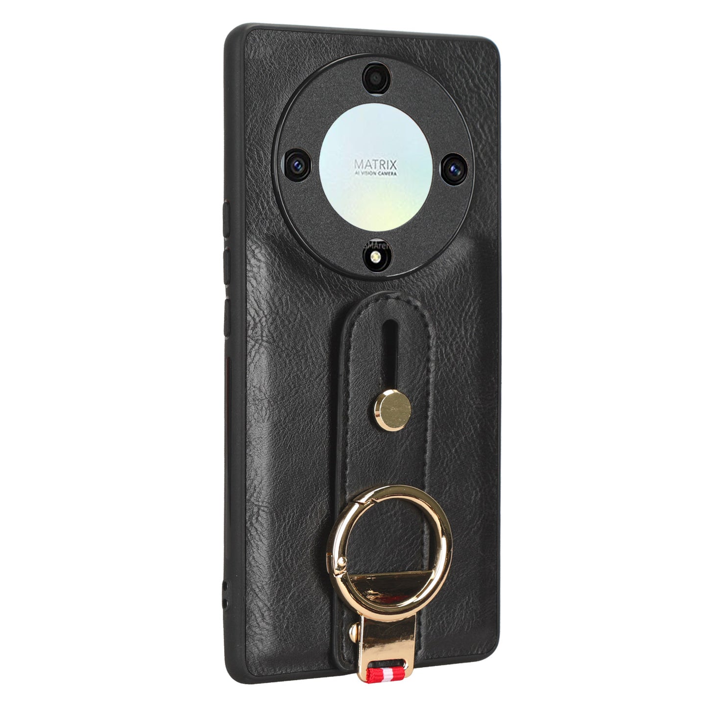 For Honor X9a 5G / Magic5 Lite 5G / X40 5G Leather Coated Phone Case Wristband Kickstand PC+TPU Protective Cover