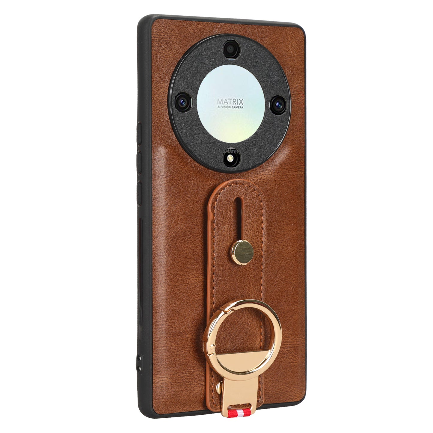 For Honor X9a 5G / Magic5 Lite 5G / X40 5G Leather Coated Phone Case Wristband Kickstand PC+TPU Protective Cover