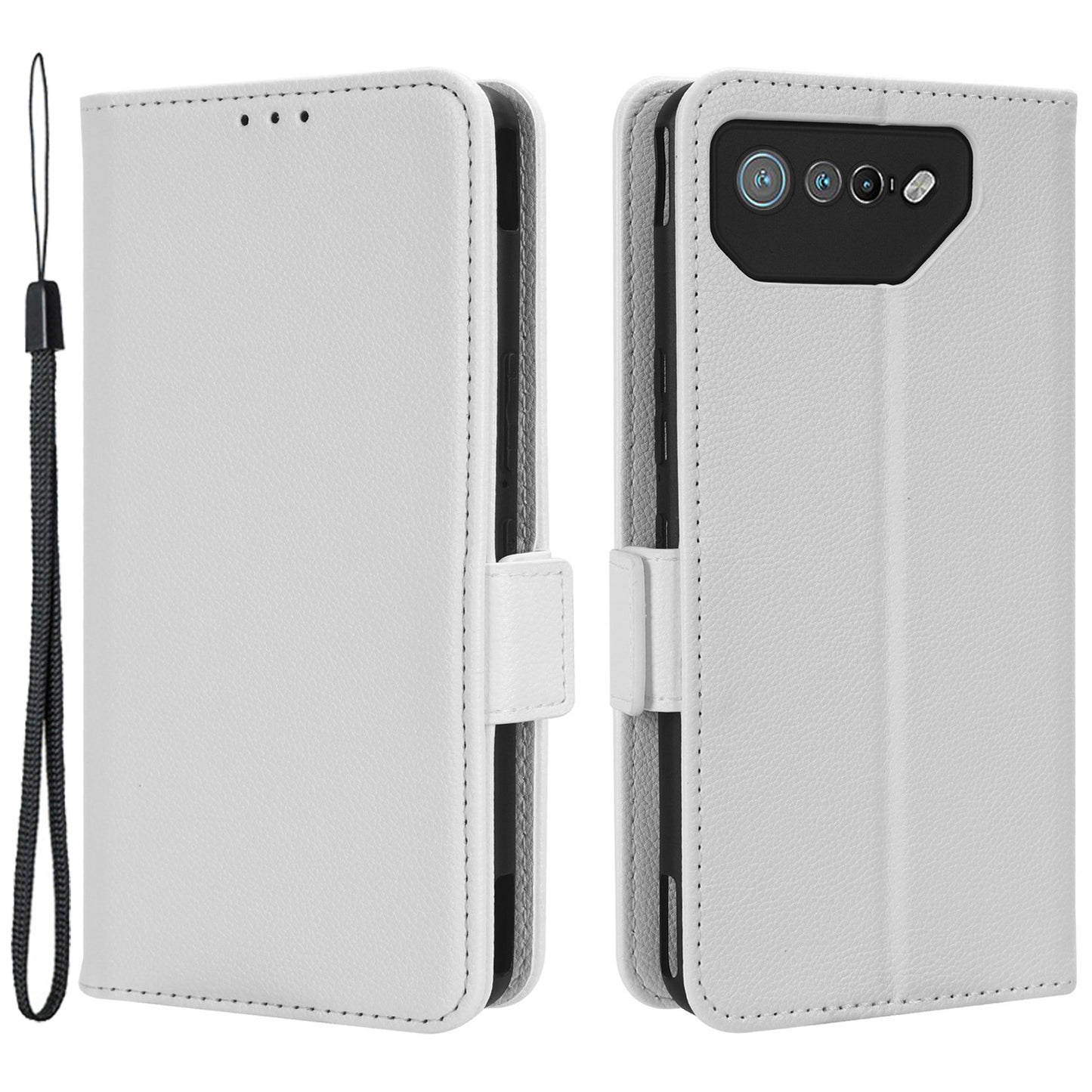 For Asus ROG Phone 7 5G Flip Stand Phone Shell PU Leather Wallet Anti-drop Case Litchi Texture Phone Cover