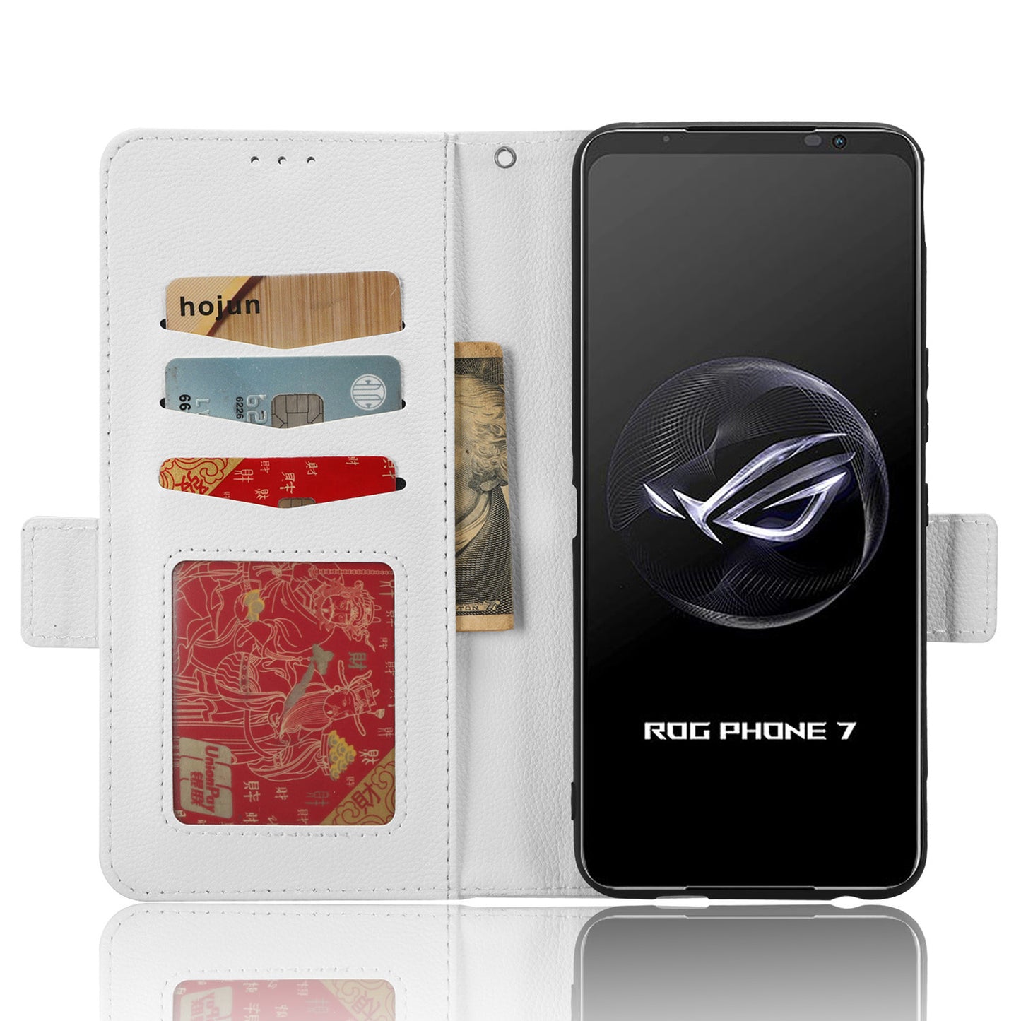 For Asus ROG Phone 7 5G Flip Stand Phone Shell PU Leather Wallet Anti-drop Case Litchi Texture Phone Cover