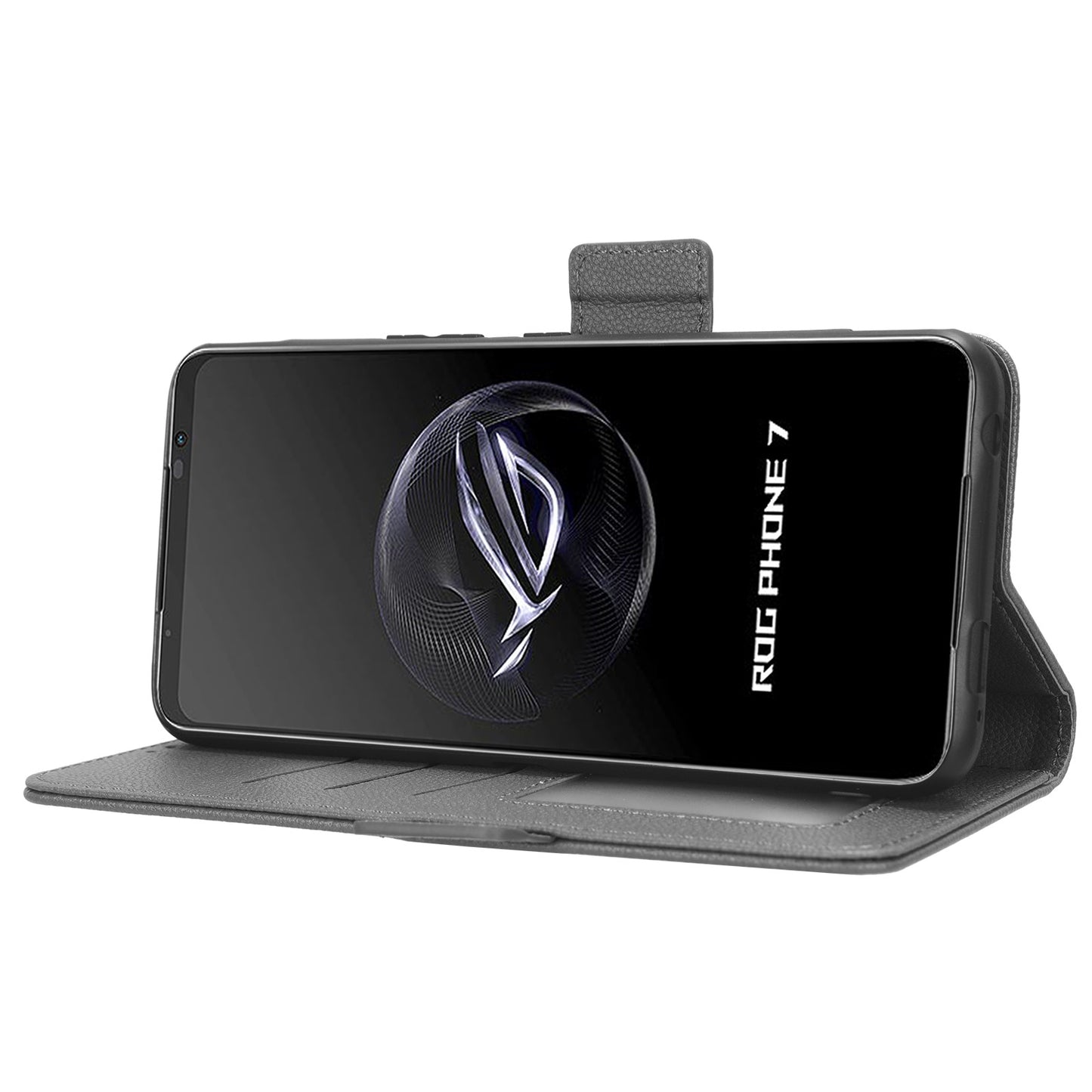 For Asus ROG Phone 7 5G Flip Stand Phone Shell PU Leather Wallet Anti-drop Case Litchi Texture Phone Cover