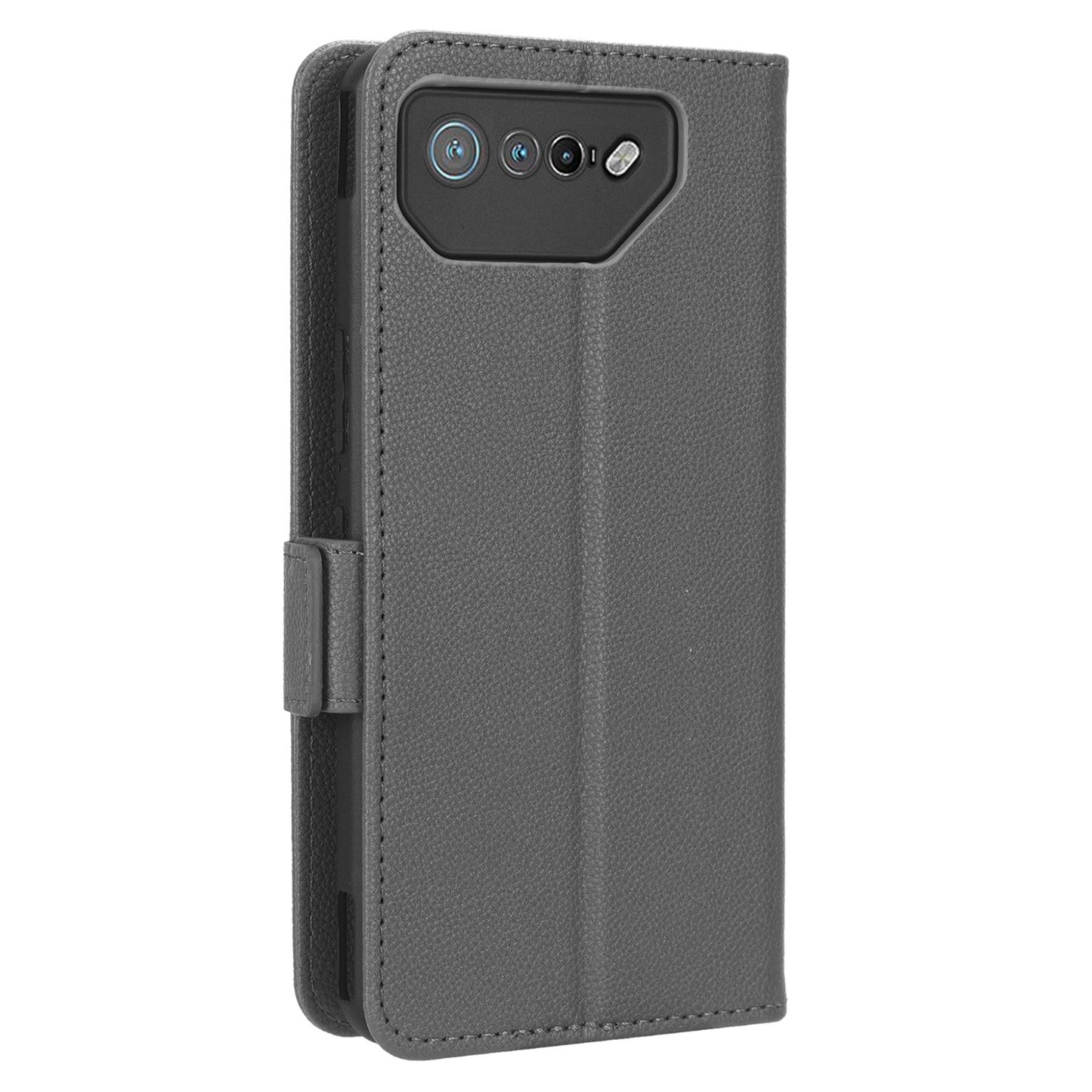 For Asus ROG Phone 7 5G Flip Stand Phone Shell PU Leather Wallet Anti-drop Case Litchi Texture Phone Cover