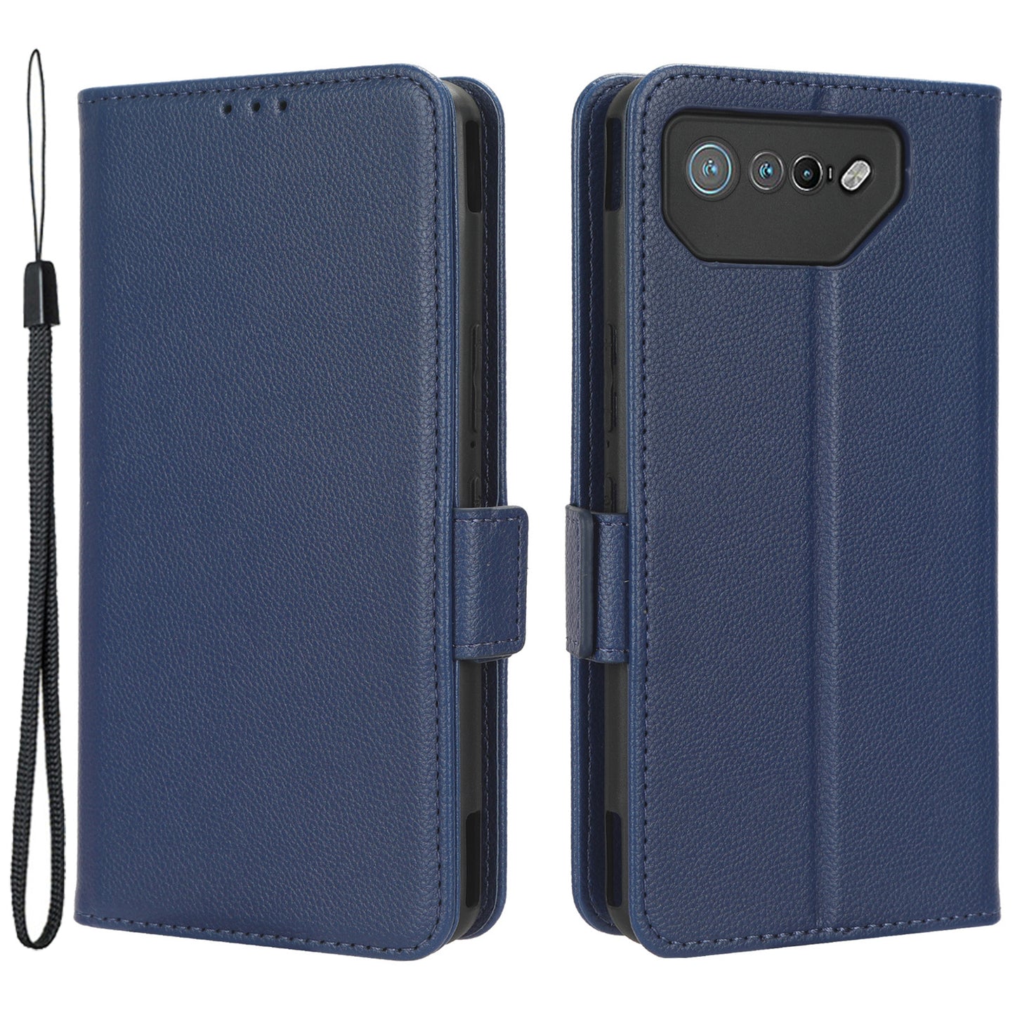 For Asus ROG Phone 7 5G Flip Stand Phone Shell PU Leather Wallet Anti-drop Case Litchi Texture Phone Cover