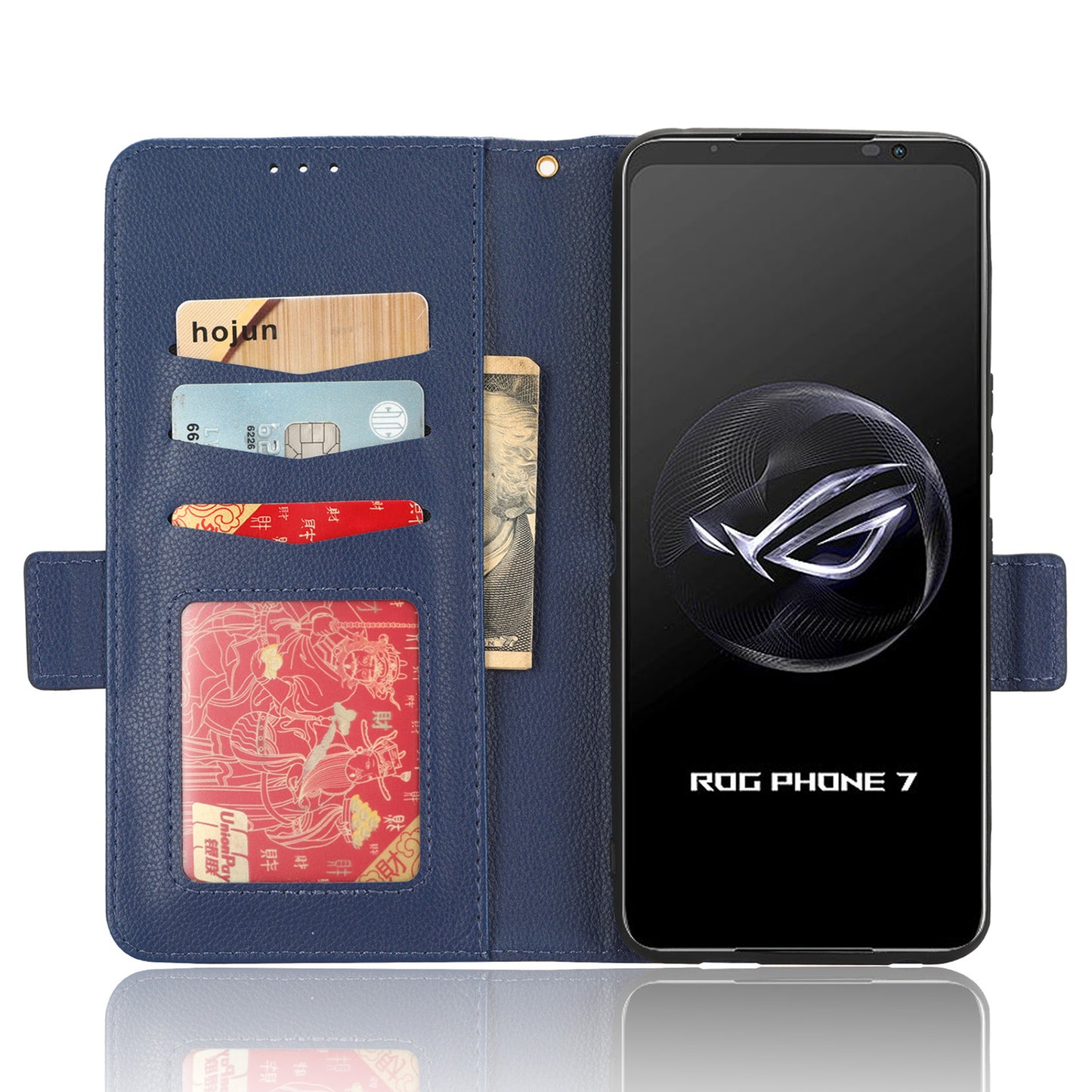 For Asus ROG Phone 7 5G Flip Stand Phone Shell PU Leather Wallet Anti-drop Case Litchi Texture Phone Cover