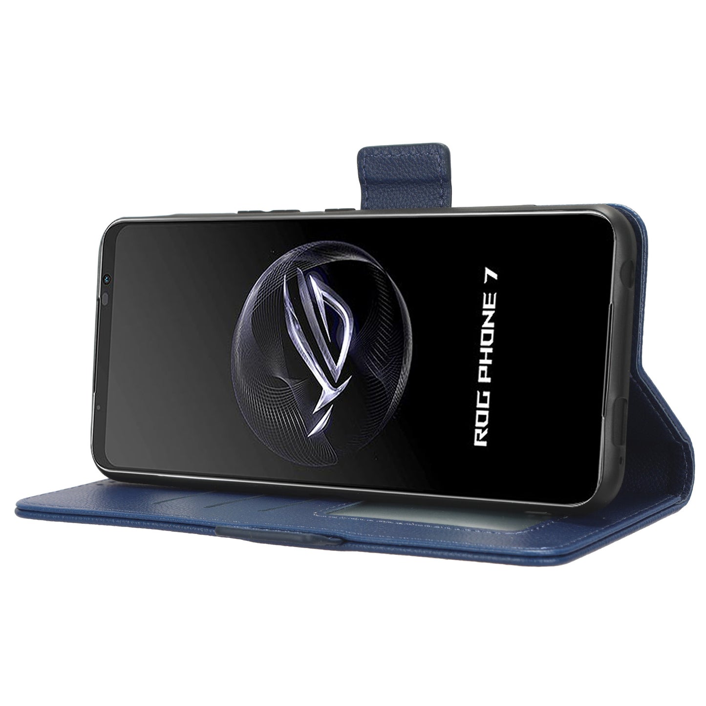 For Asus ROG Phone 7 5G Flip Stand Phone Shell PU Leather Wallet Anti-drop Case Litchi Texture Phone Cover