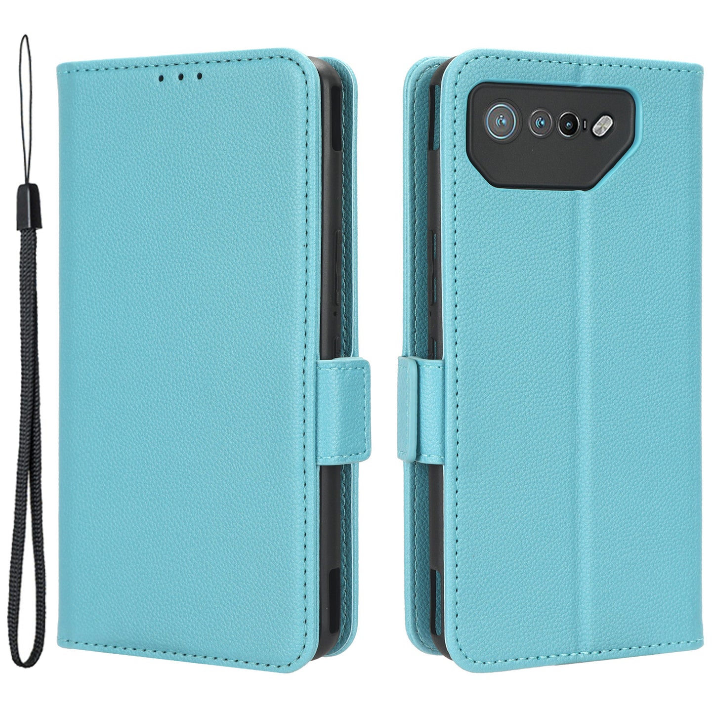 For Asus ROG Phone 7 5G Flip Stand Phone Shell PU Leather Wallet Anti-drop Case Litchi Texture Phone Cover
