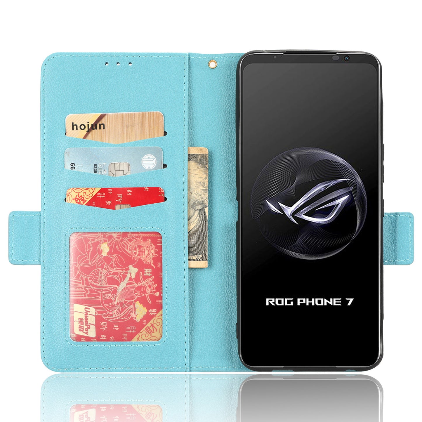 For Asus ROG Phone 7 5G Flip Stand Phone Shell PU Leather Wallet Anti-drop Case Litchi Texture Phone Cover