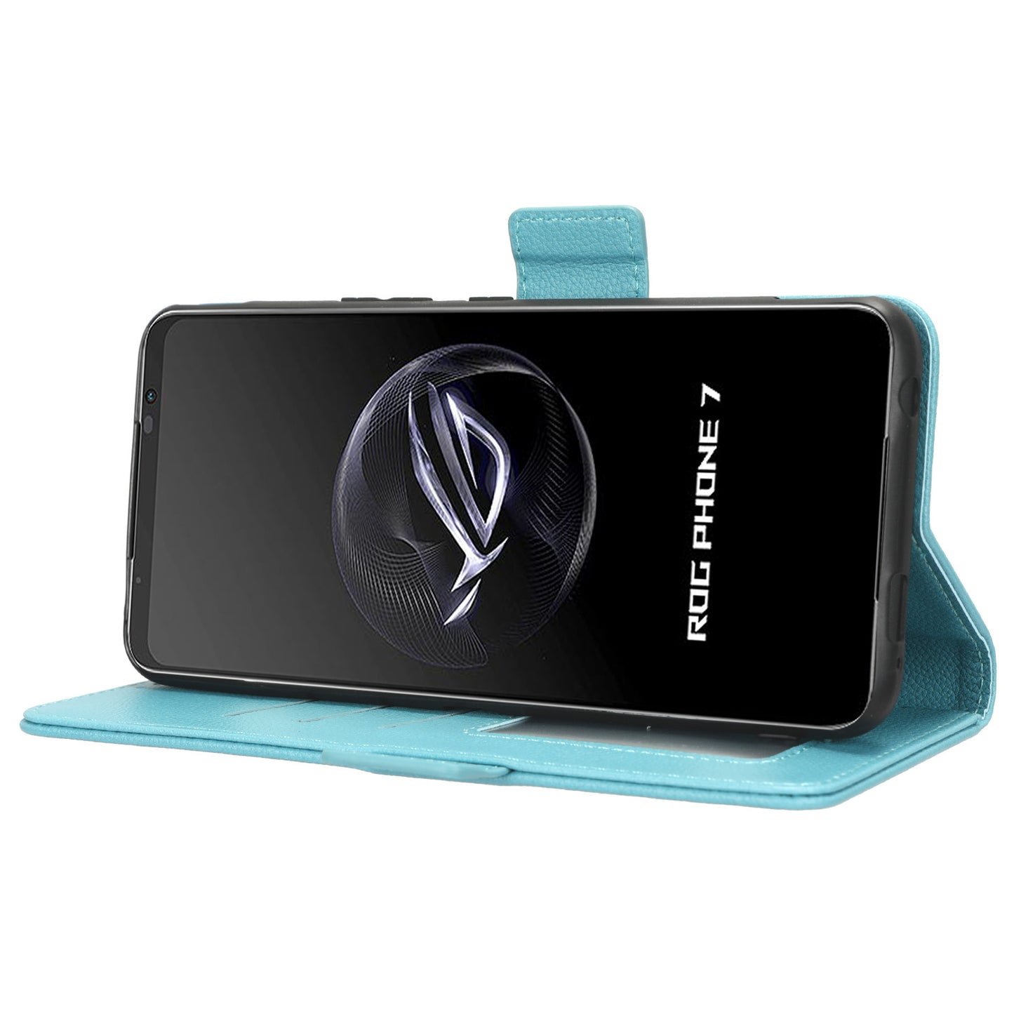 For Asus ROG Phone 7 5G Flip Stand Phone Shell PU Leather Wallet Anti-drop Case Litchi Texture Phone Cover